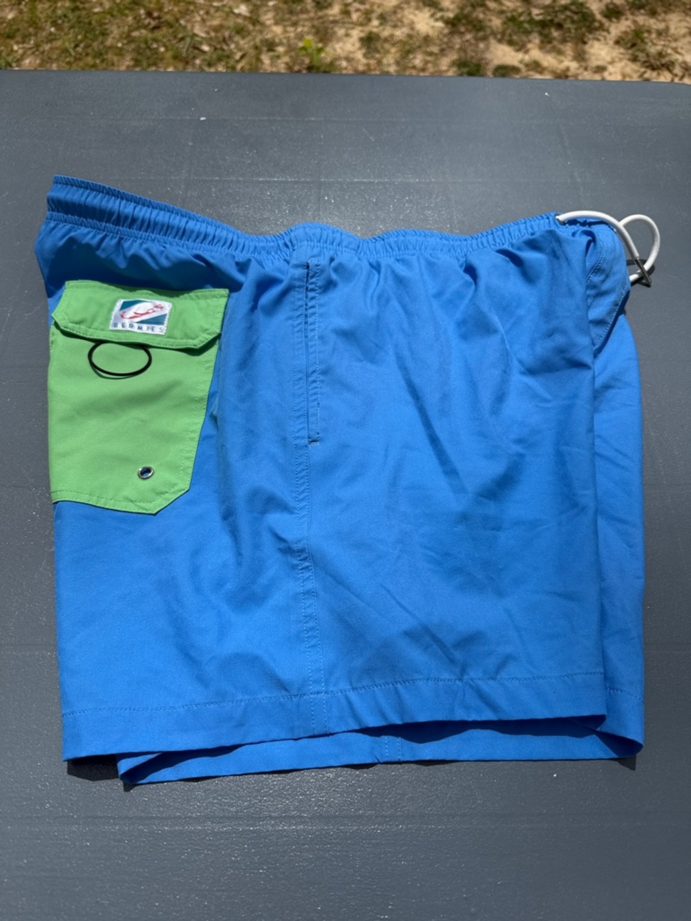 Blue & Green Men's Swim Trunks with Pocket